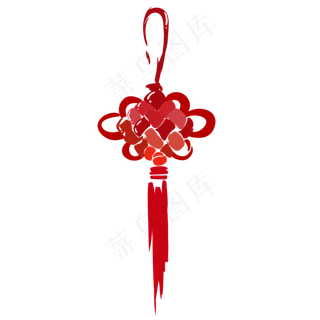 红色手绘笔刷中国结