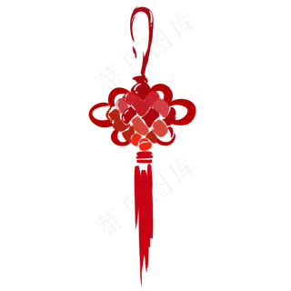 红色手绘笔刷中国结