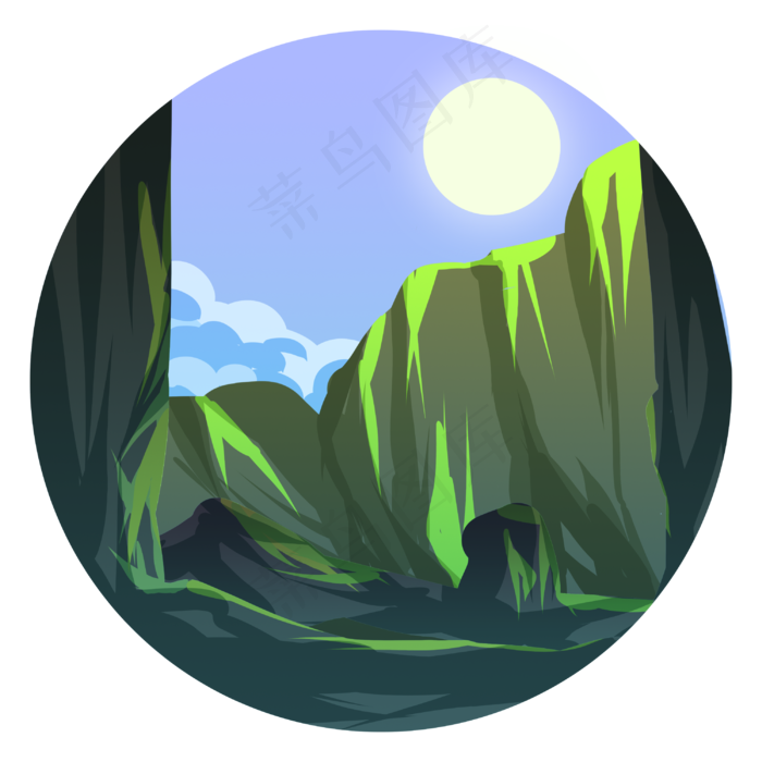 圆形微光渐变风景(3000X3000(DPI:300))psd模版下载