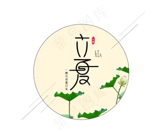 立夏  米白色   绿色  荷花