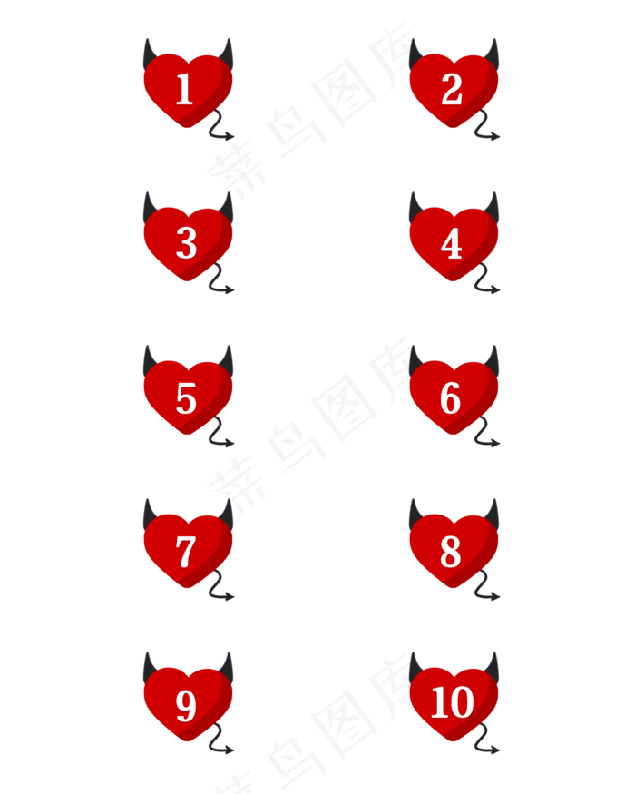 情人节小恶魔爱心数字标签(2000X2500(DPI:300))psd模版下载