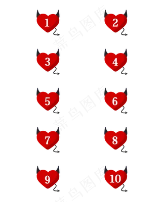 情人节小恶魔爱心数字标签