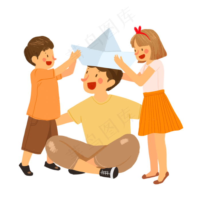 父亲节跟子女玩耍的父亲