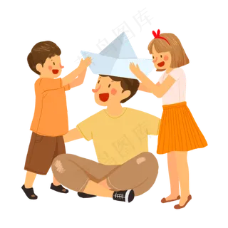 父亲节跟子女玩耍的父亲