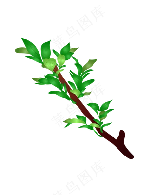 矢量卡通树枝发芽