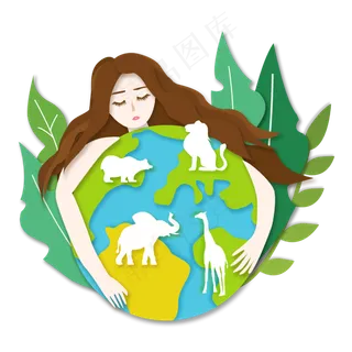 蓝色手绘装饰低地球日装饰图