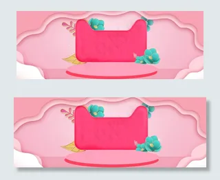 粉色天猫立体促销banner