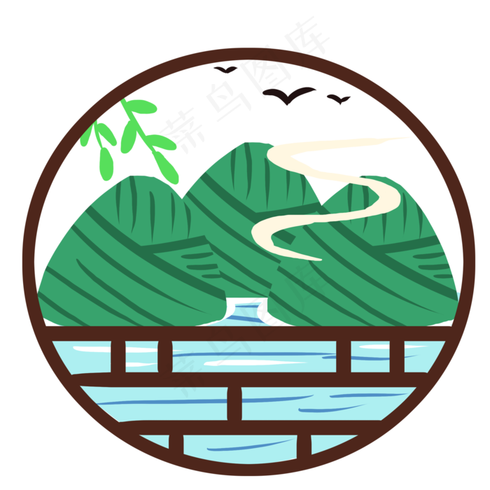 端午节绿色扁平风元素古风粽子