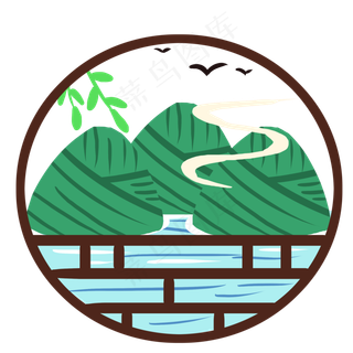 端午节绿色扁平风元素古风粽子