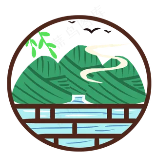 端午节绿色扁平风元素古风粽子