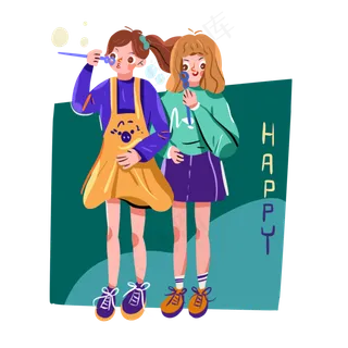 儿童节吹泡泡女孩png免抠素材