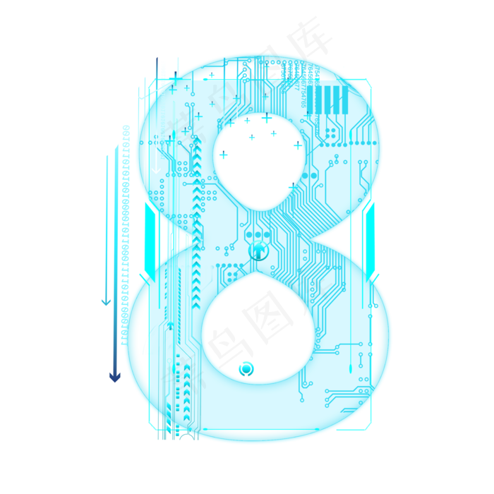 蓝色科技线条PSD数字8(2000*2000px 	      )psd模版下载
