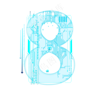蓝色科技线条PSD数字8