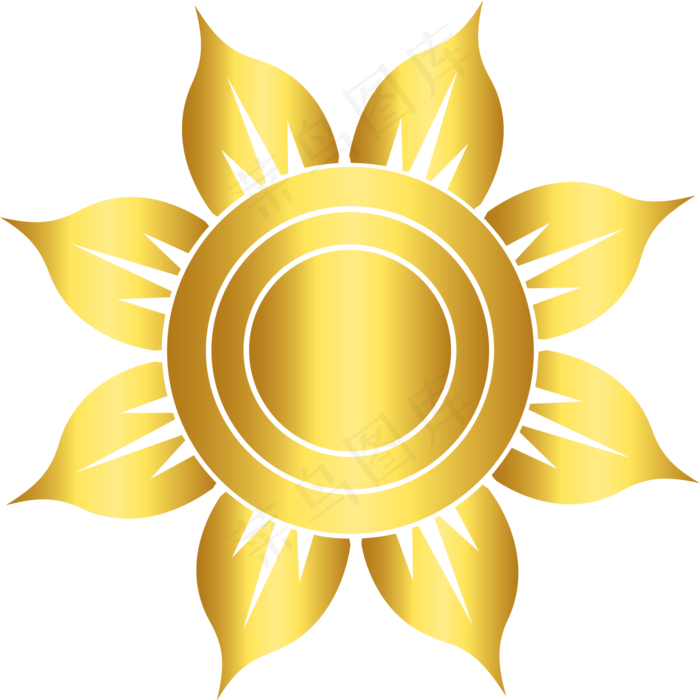 金色矢量卡通风格太阳花(2000*2000px 300 dpi )ai矢量模版下载