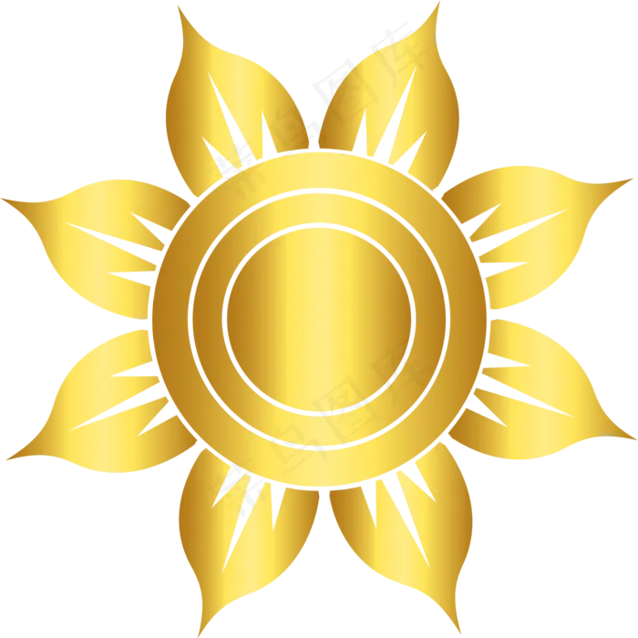 金色矢量卡通风格太阳花(2000*2000px 300 dpi )ai矢量模版下载