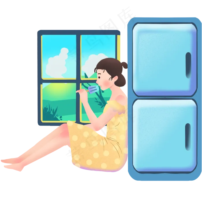 大暑清凉女孩冰棍(2048X2048(DPI:300))psd模版下载