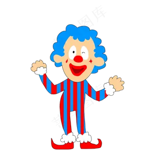 愚人节小丑蓝色的头发,免抠元素