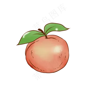 手绘水彩橘色水蜜桃