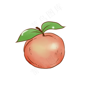 手绘水彩橘色水蜜桃