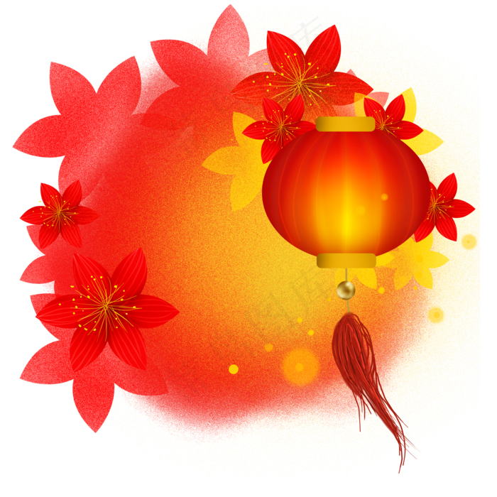 新年元宵节梅花灯笼文字框,免抠元素(3508X3508(DPI:300))psd模版下载