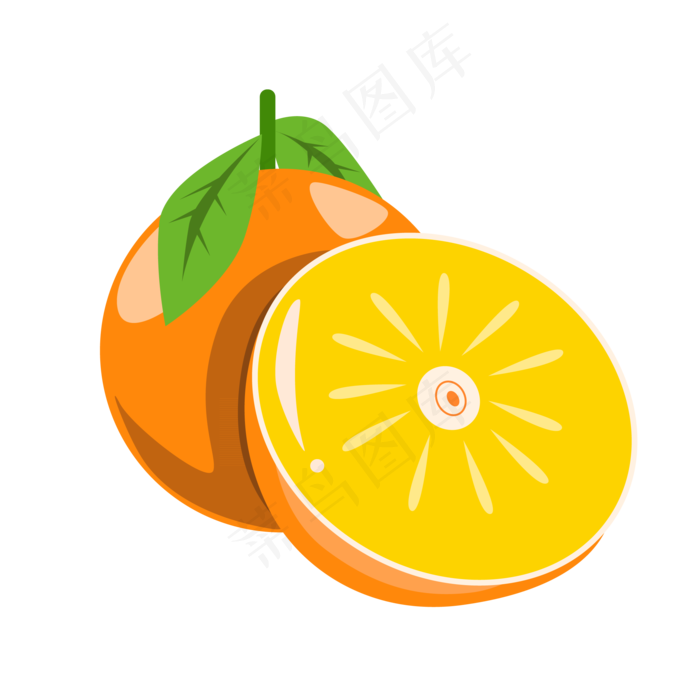 黄色橙子水果插画