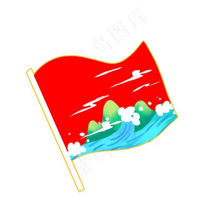 海浪青山红旗建军(2000X2000(DPI:300))psd模版下载