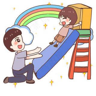 父亲与儿子玩耍