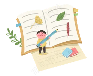 教育培训男孩与书铅笔