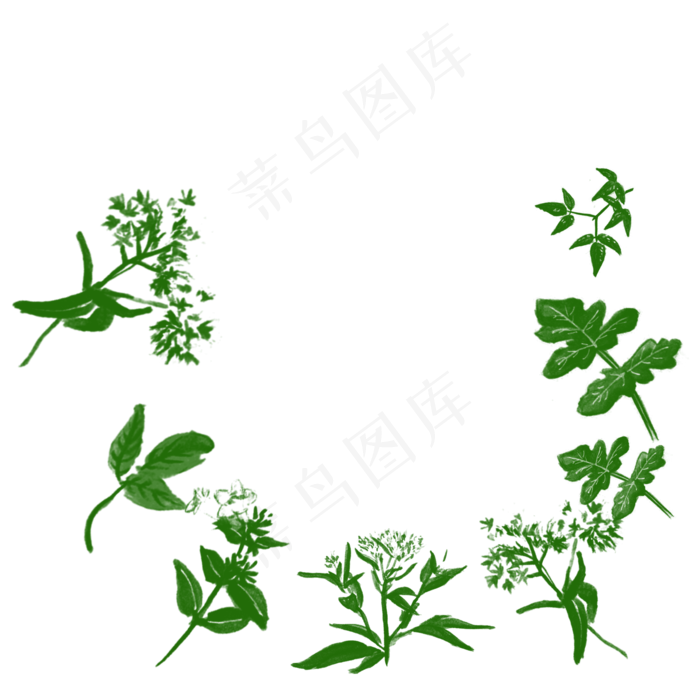 绿色矢量通用花草边框装饰(2000X2000(DPI:300))psd模版下载