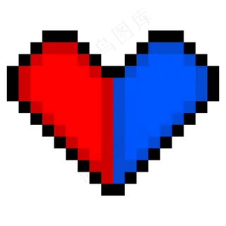 像素风格红色蓝色心图标