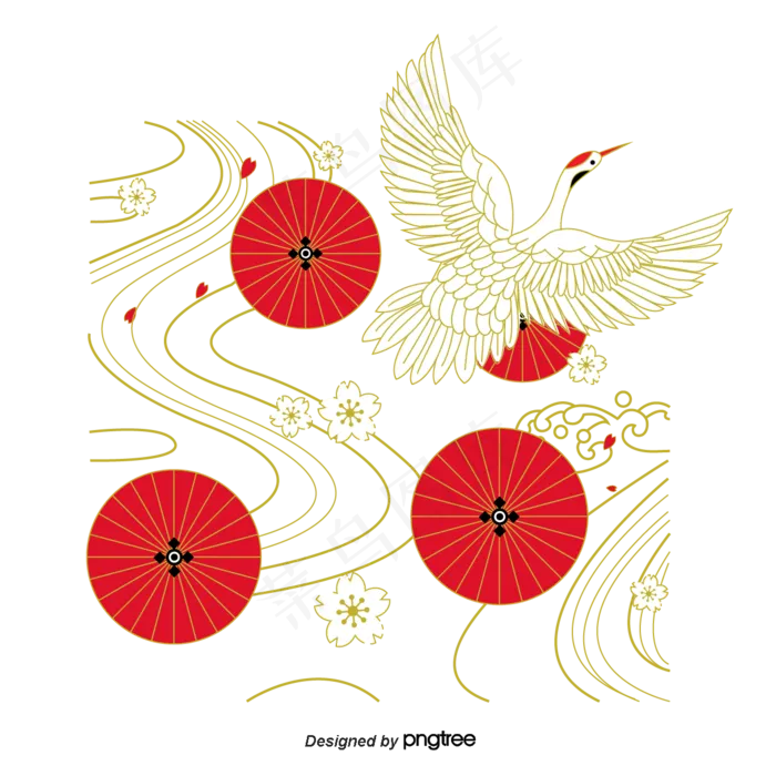 日本日式仙鹤,免抠元素(1216*1216px 72dpi )ai矢量模版下载