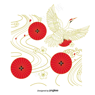 日本日式仙鹤,免抠元素