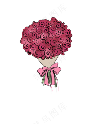 卡通水彩手绘小清新七夕情人节玫