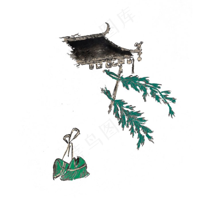 端午节水墨手绘素材