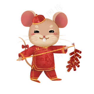 2020鼠年鞭炮子鼠,免抠元素