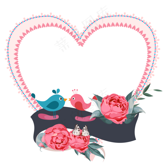 情人节粉色心形装饰边框