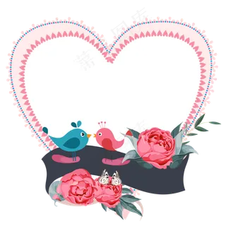 情人节粉色心形装饰边框
