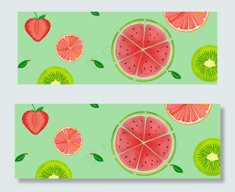 水果简约绿色海报背景banner