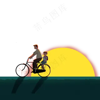 骑着自行车的父亲