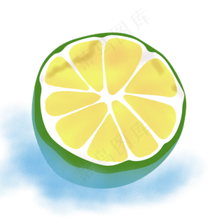 切开的青柠檬图案元素