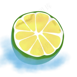 切开的青柠檬图案元素