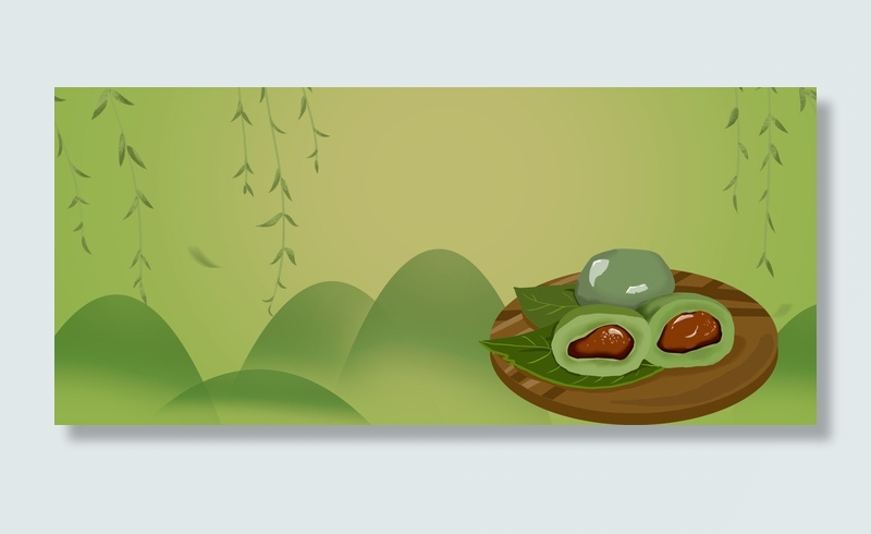 清明节青团banner中国风背景