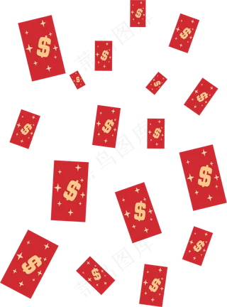 2019农历新年红包雨,免抠元素