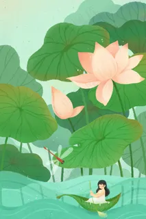 绿色立夏夏至夏天荷花蜻蜓清新治愈配图 绿色立夏夏至夏天荷花蜻蜓清新治愈配图