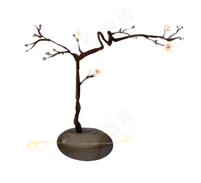 新年淡粉色新中式梅花免扣摆件(2048X2048(DPI:132))psd模版下载