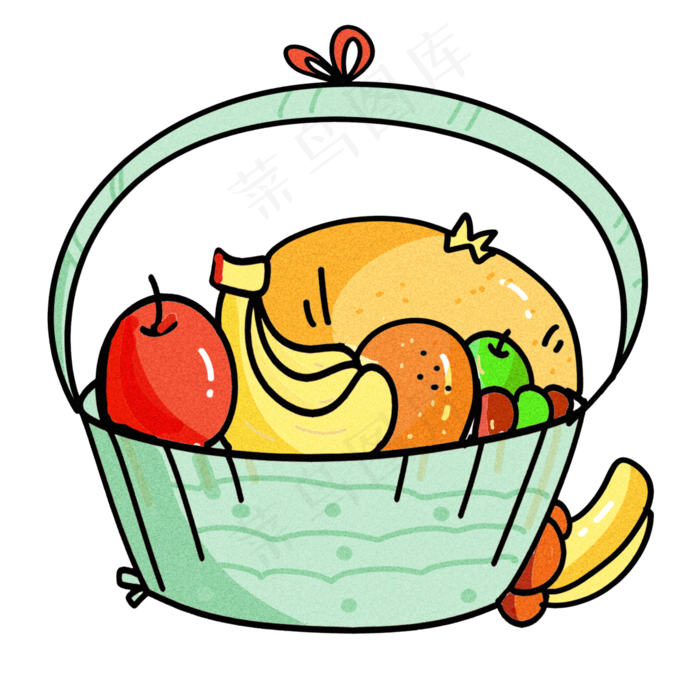 手绘年货果篮插画