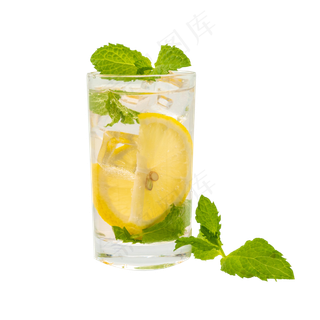 玻璃杯装柠檬水,免抠元素
