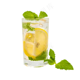 玻璃杯装柠檬水,免抠元素
