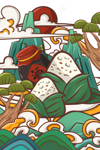 端午节国潮风古风卡通