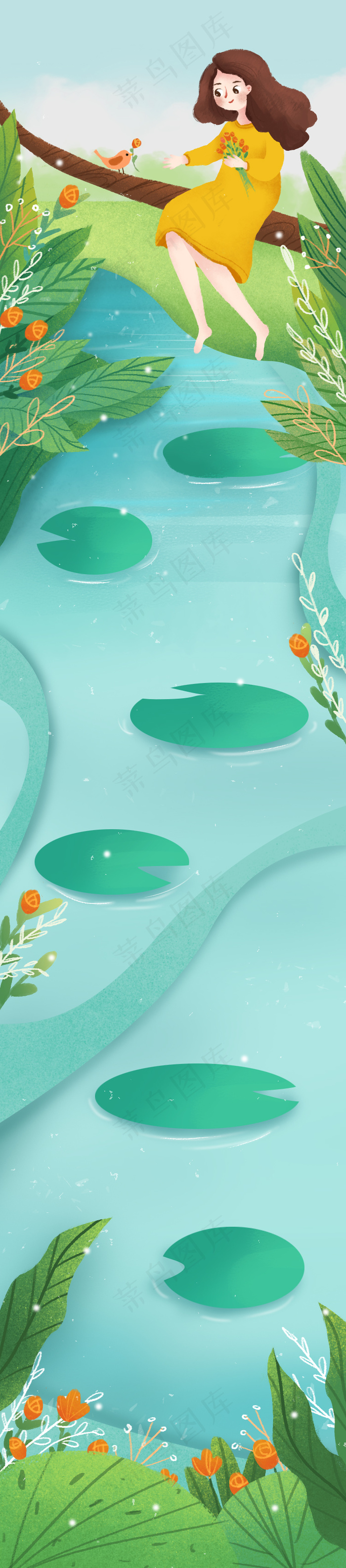 小清新春季风景长图(750X3400(DPI:300))psd模版下载